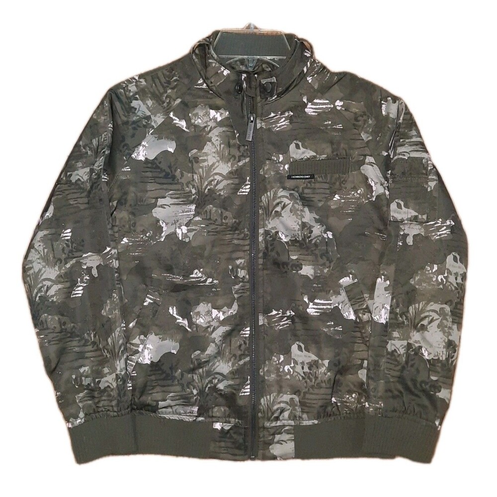 Members Only Girls Camo Rose Boyfriend Satin Zip Front 80s Bomber Jacket Size 12